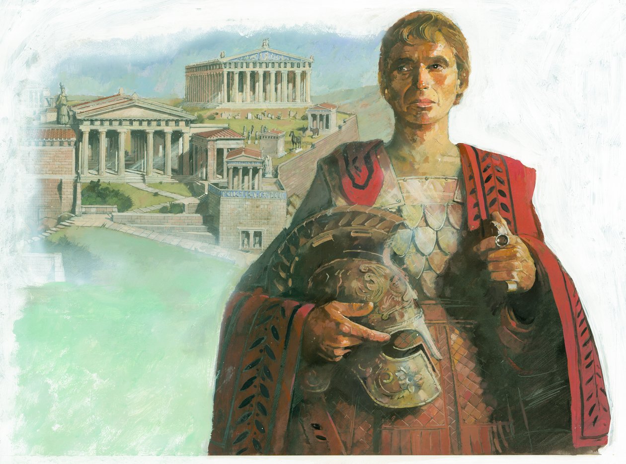 Antiikin Kreikan soturi tai valtiomies ja Akropolis Ateenassa tekijältä Ivan Lapper