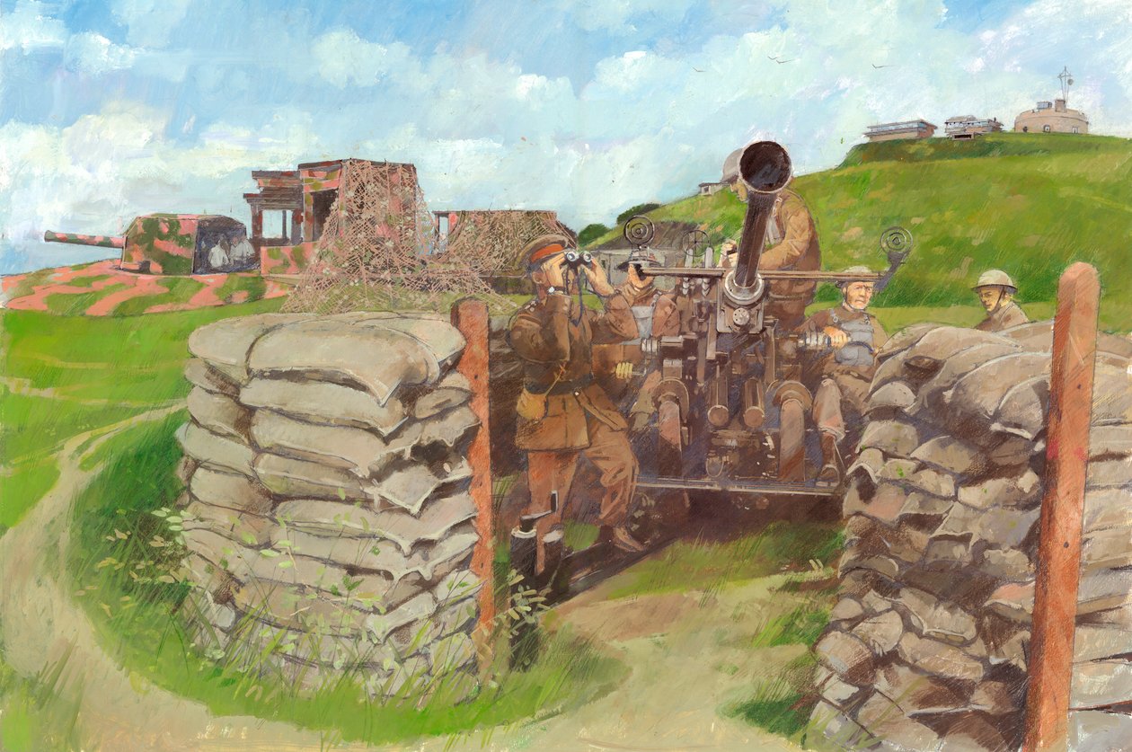Bofors-ase, Pendennis Castle, c1943, c1990-2010 tekijältä Ivan Lapper
