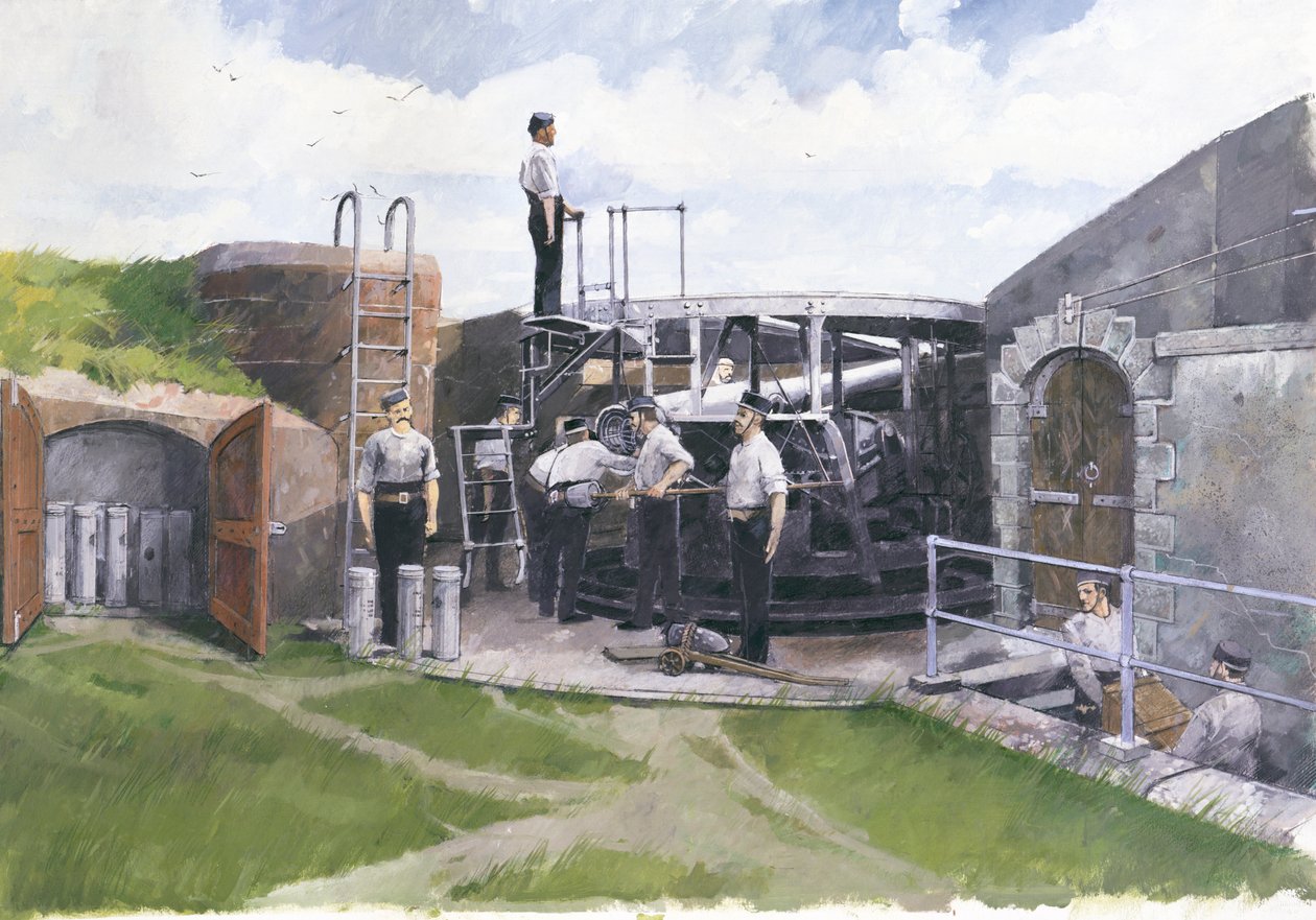 Tykkiposti, Pendennis Castle, Cornwall, 1800-luku, 1998 tekijältä Ivan Lapper