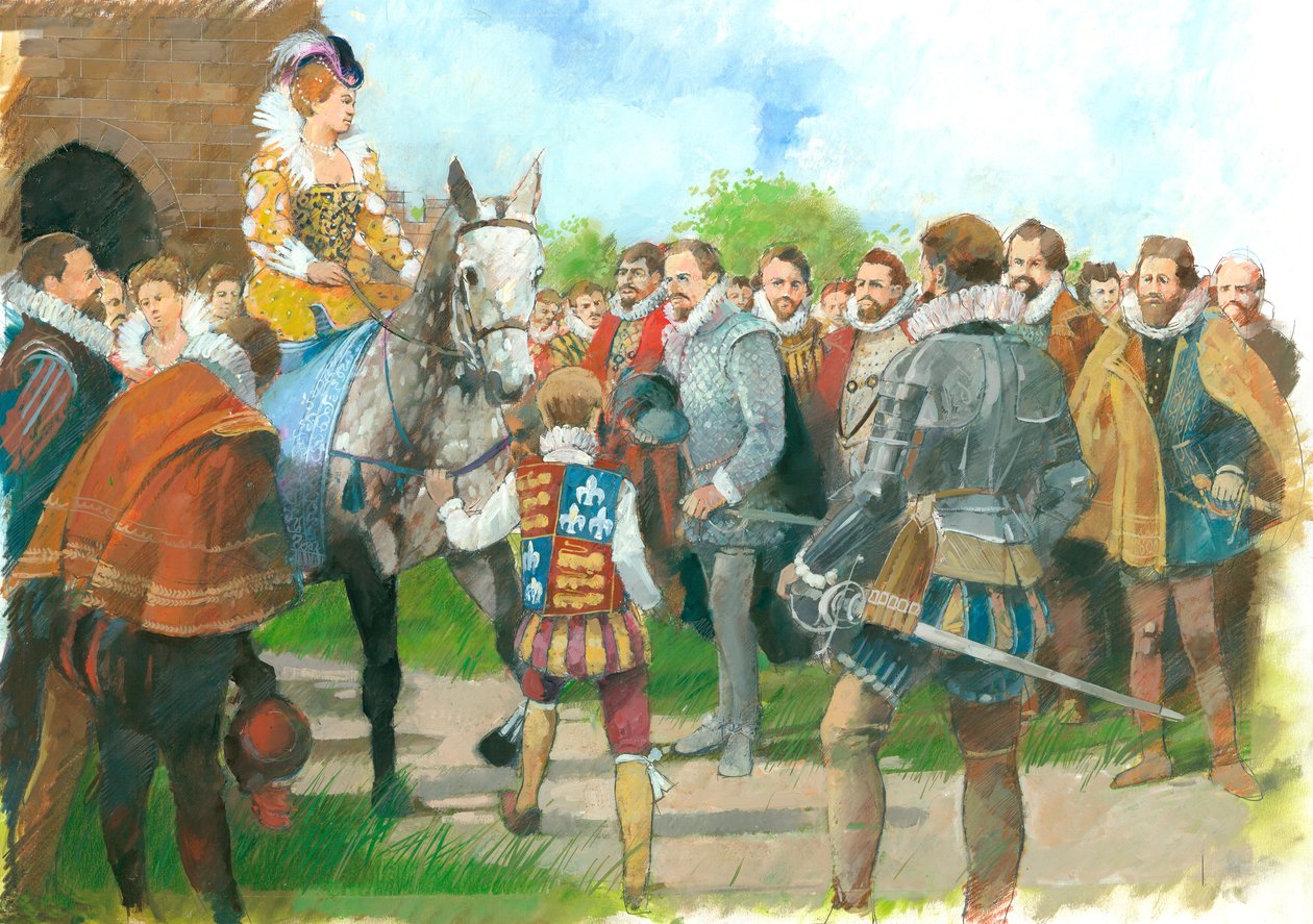 Elizabeth I toivotetaan tervetulleeksi Kenilworthin linnaan, 1570-luku, 1990-2010 tekijältä Ivan Lapper