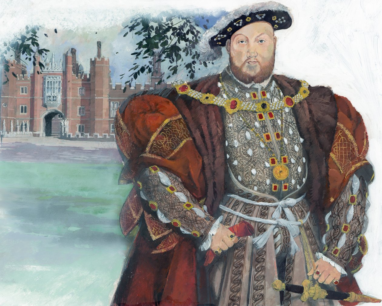 Englannin kuningas Henrik VIII, joka perustuu Hans Holbein nuoremman Henrikin muotokuvaan, Yhdistynyt kuningaskunta. tekijältä Ivan Lapper