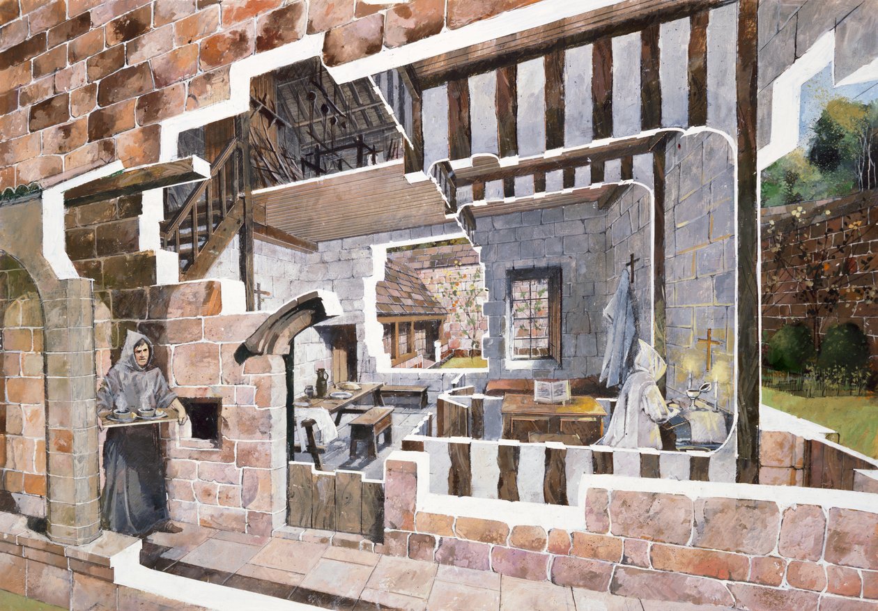 Munkin selli, Mount Grace Priory, 1400-luku, 1990-2010 tekijältä Ivan Lapper