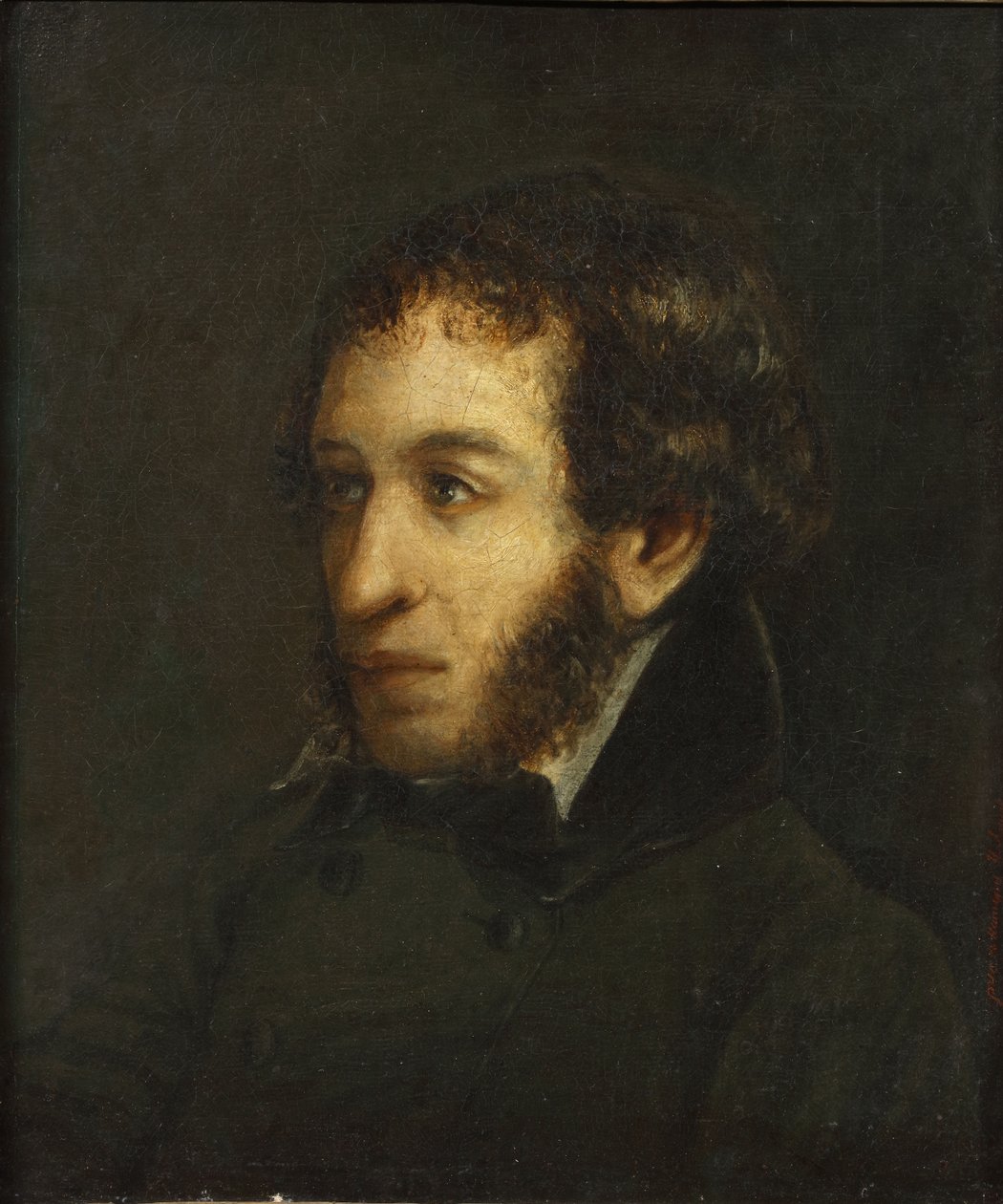 Viimeinen elinikäinen muotokuva runoilija Aleksandr Sergejevitš Pushkinista 1799-1837, 1837. tekijältä Ivan Loginovich Linev