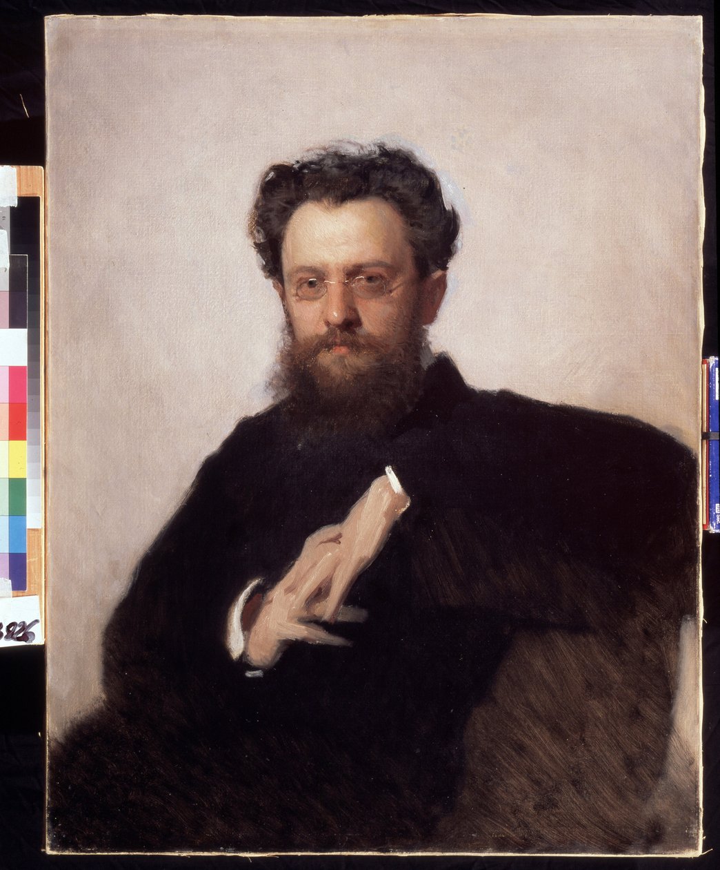 Muotokuva taidehistorioitsijasta, professori Adrian (Adrien) Prakhovista (1846-1916) (Taidehistorioitsija, professori A.Prakhovin muotokuva). Ivan Nikolajevitš Kramskoin (1837-1887) maalaus öljy kankaalle tekijältä Ivan Nikolaevich Kramskoy