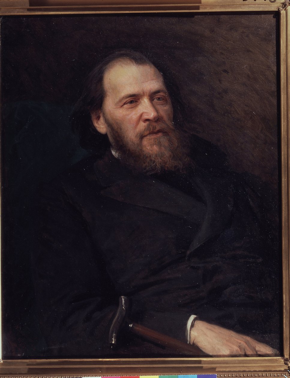Muotokuva runoilija Ekv Polonsky (1819-1898) (runoilija Y. Polonskyn muotokuva). Even Nakolajevitš Kramskoin (1837-1887), Huille sur Toilen maalaus tekijältä Ivan Nikolaevich Kramskoy
