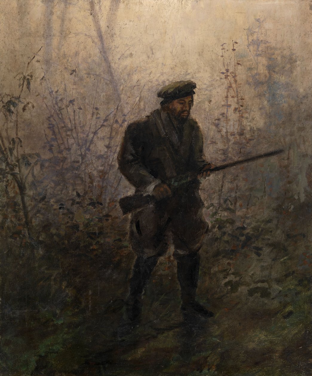 Metsästäjä metsässä tekijältä Ivan Pavlovich Pokhitonov