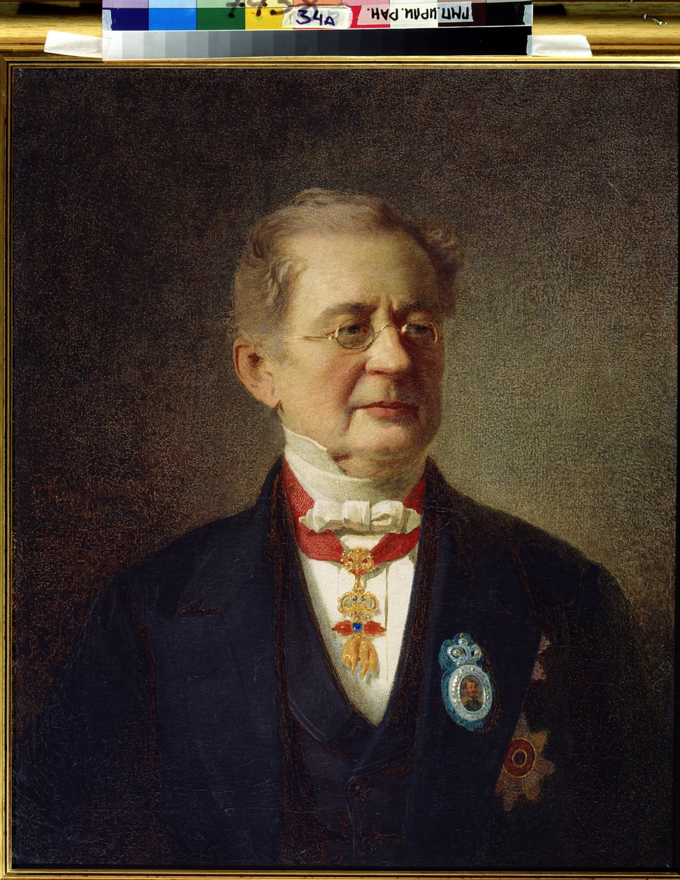 Kansleri prinssi Aleksandr Mihailovitš Gortšakovin muotokuva (Aleksandre Gortšakov) (1798-1883). Peinture de Ivan Petrovich Keller Viliandi (Keller-Viliandi tekijältä Ivan Petrovich Keler Viliandi