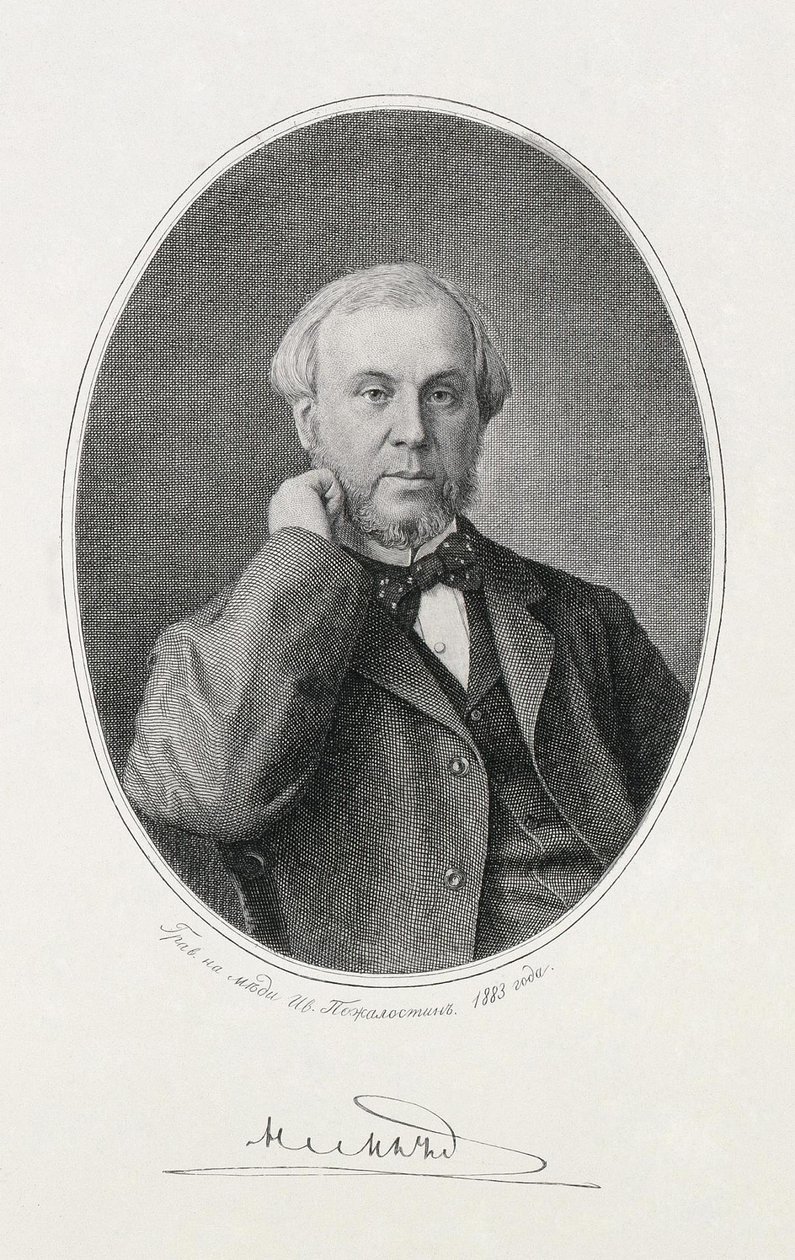 Nikolai Aleksejevitš Miljutinin muotokuva 1818-1872, 1883 tekijältä Ivan Petrovich Pozhalostin