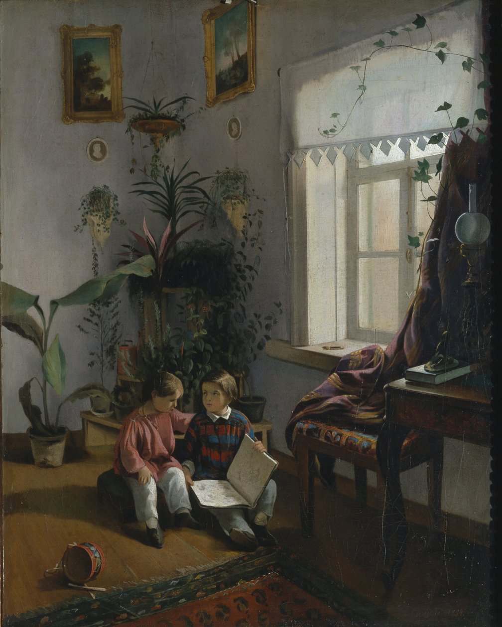 Huoneessa. Nuoret pojat katsomassa kirjaa, 1854 tekijältä Ivan Phomich Khrutsky