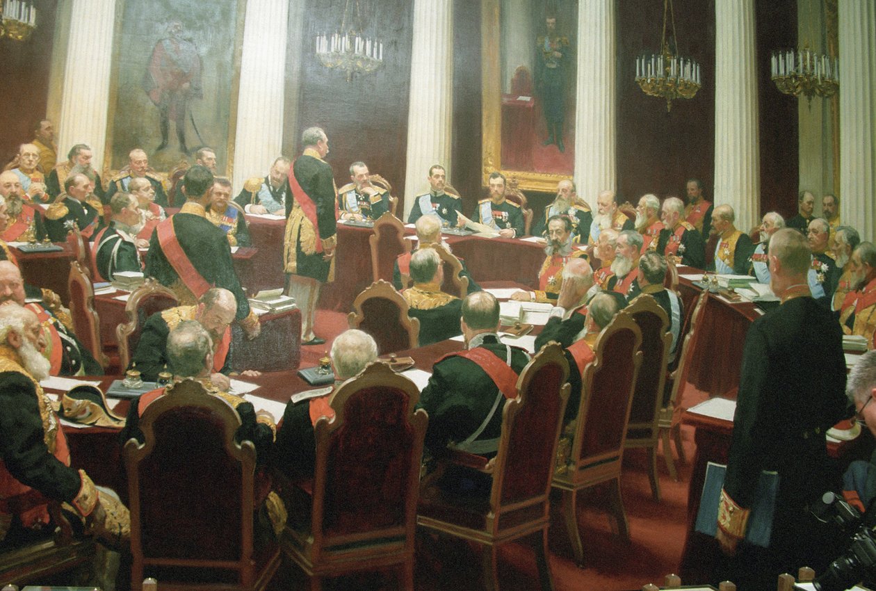 Keisarillisen Venäjän valtioneuvoston juhlaistunto 7.5.1901,1903 tekijältä Ivan Semyonovich Kulikov