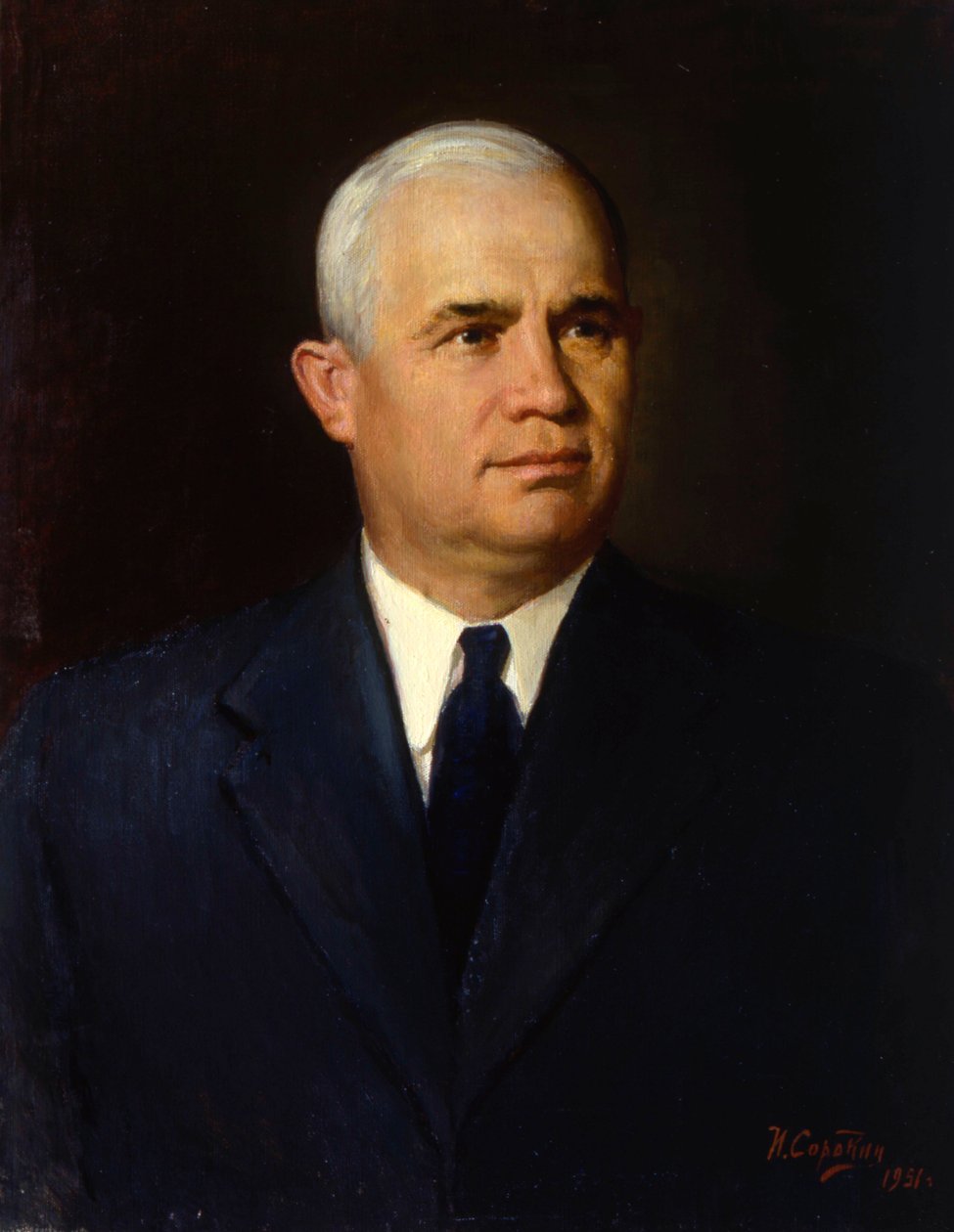 "Politiko Nikita Sergejevitš Hruštšovin muotokuva", 1951 tekijältä Ivan Semyonovich Sorokin