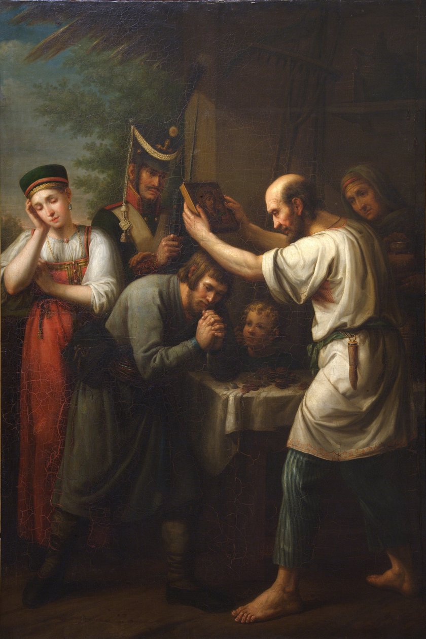 Kotivartioston siunaus vuosina 1812, 1812 tekijältä Ivan Vasilyevich Luchaninov