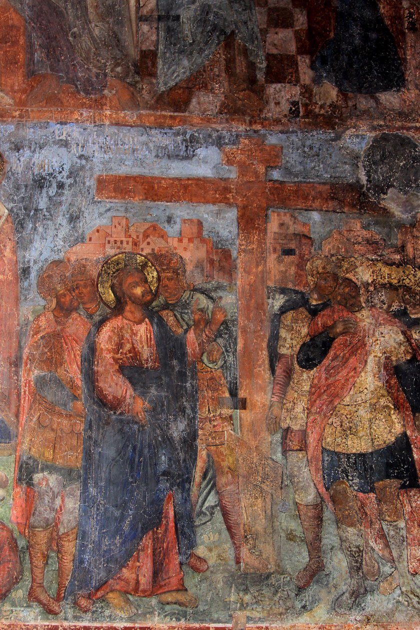 Fresko Neitsyt Marian katedraalissa, Novgorod, 1700-luvun alku. tekijältä Ivan Yakovlevich Bakhmatov