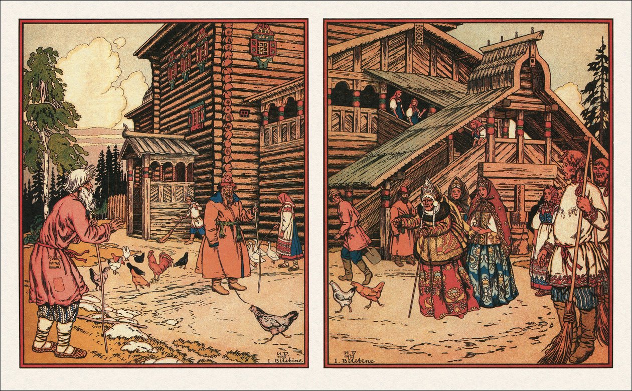 Kuvitus Tarinaan kalastajasta ja kalasta, 1933 tekijältä Ivan Yakovlevich Bilibin