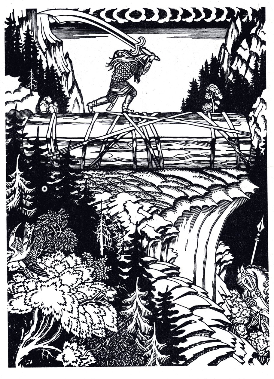 Ilja Muromets ja Svjatogor, 1934 tekijältä Ivan Yakovlevich Bilibin
