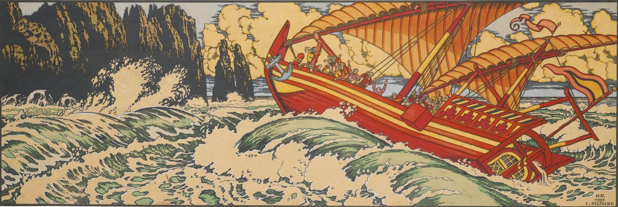 Sinbad merimies. Kuvitus Arabian Fairy Talesille tekijältä Ivan Yakovlevich Bilibin