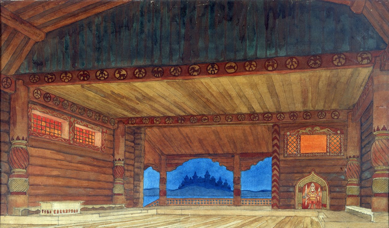 Lavastus M. Glinkan oopperaan Ruslan ja Ljudmila, 1913 tekijältä Ivan Yakovlevich Bilibin