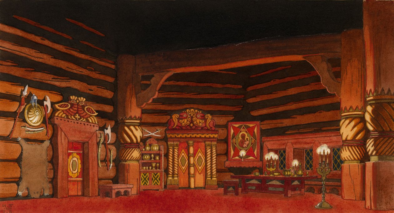 Lavastus N. Rimski-Korsakovin oopperaan Tsaarien morsian, 1930 tekijältä Ivan Yakovlevich Bilibin