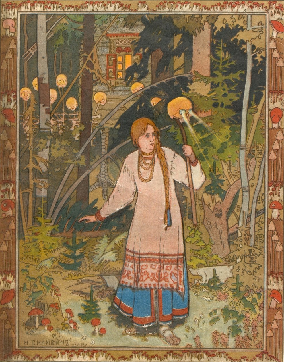 Vasilisa Kaunis Kuvitus kirjaan Vasilisa Kaunis, 1900 tekijältä Ivan Yakovlevich Bilibin