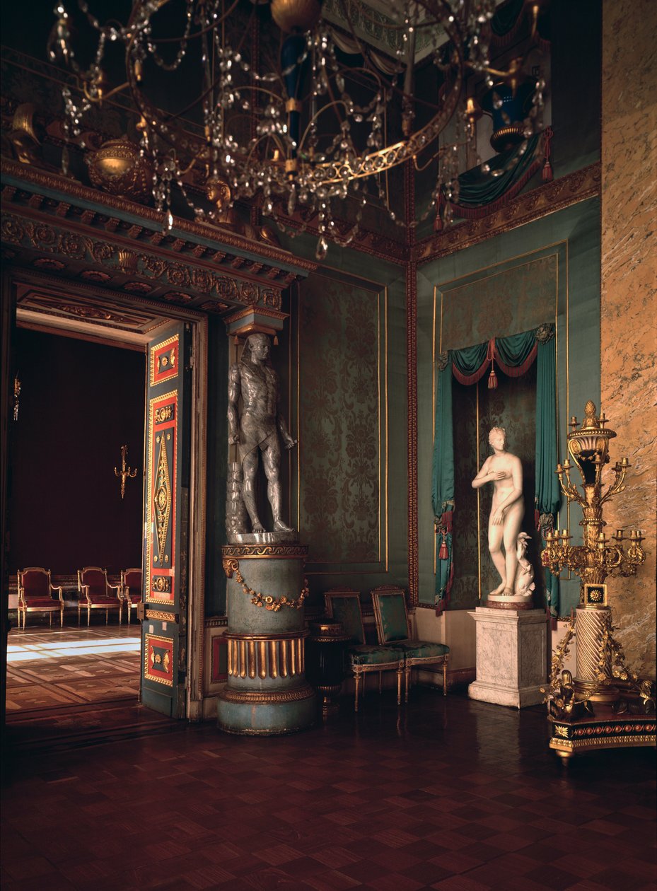 La salle bleue du palais Ostankino a Moscou (Moskovan Ostankinon palatsin sininen sali) - Arkkitehti Ivan Jegorovich Starov (1745-1808) tekijältä Ivan Yegorovich Starov
