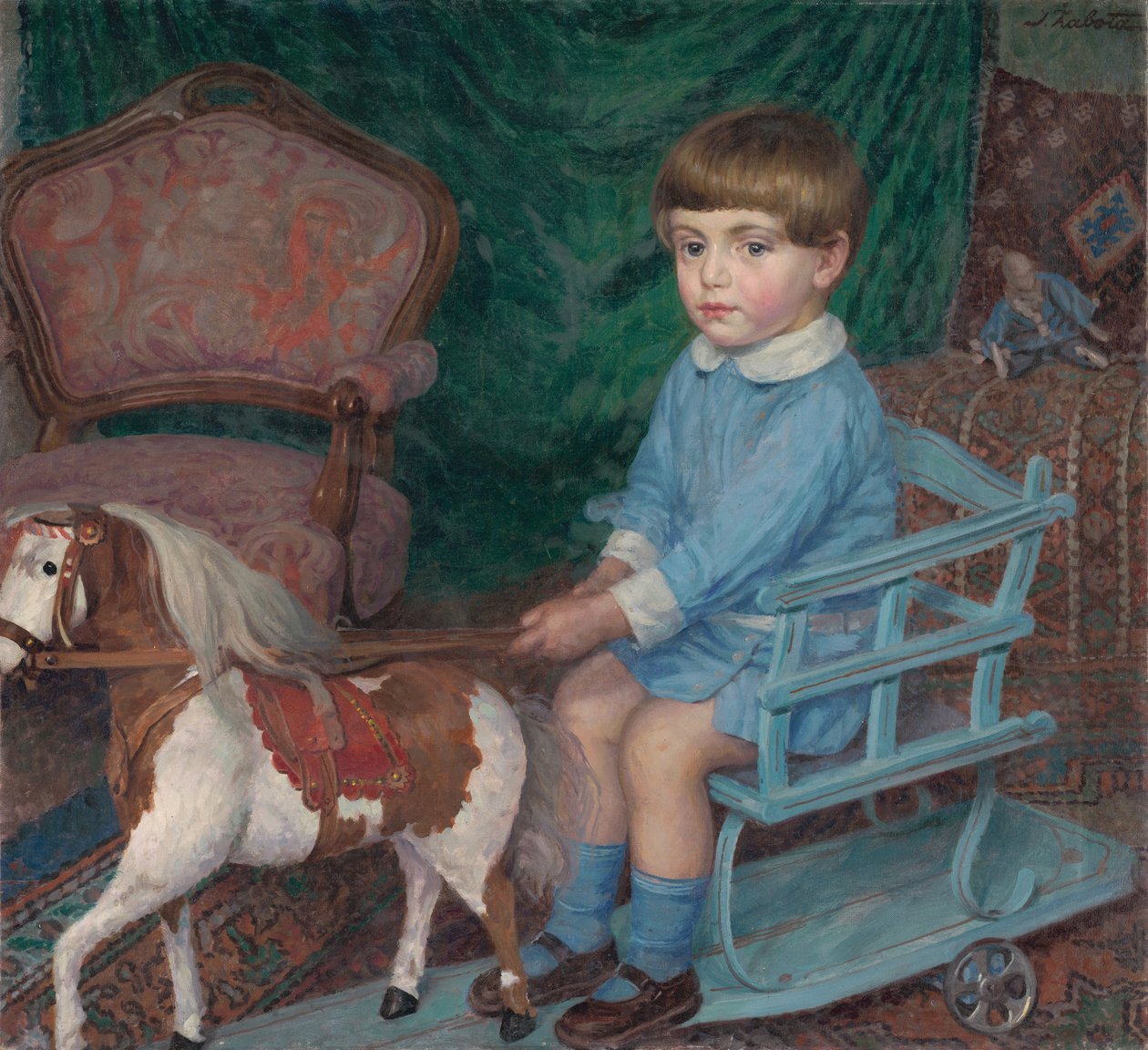 Lapsi hevoslelun kanssa, n. 1925. tekijältä Ivan Zabota