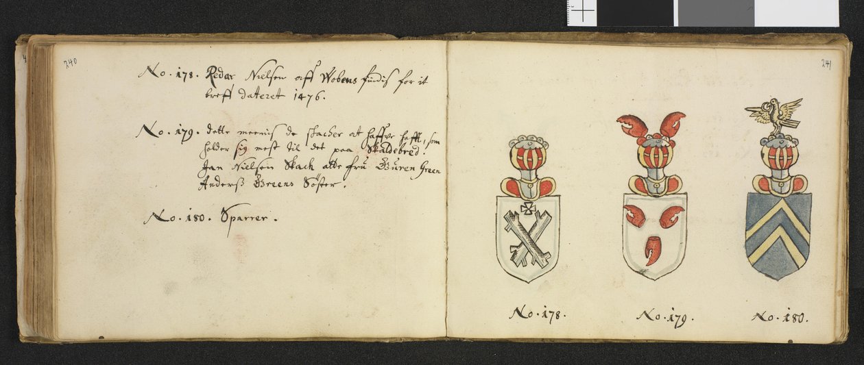 Illustrasjon hentet fra et privatarkiv i Nasjonalbiblioteket med tittelen Insignia quædam virorum illustrium in Norvegia quodam habitantium av Iver Nielssøn Hirtzholm tekijältä Iver Hirtzholm