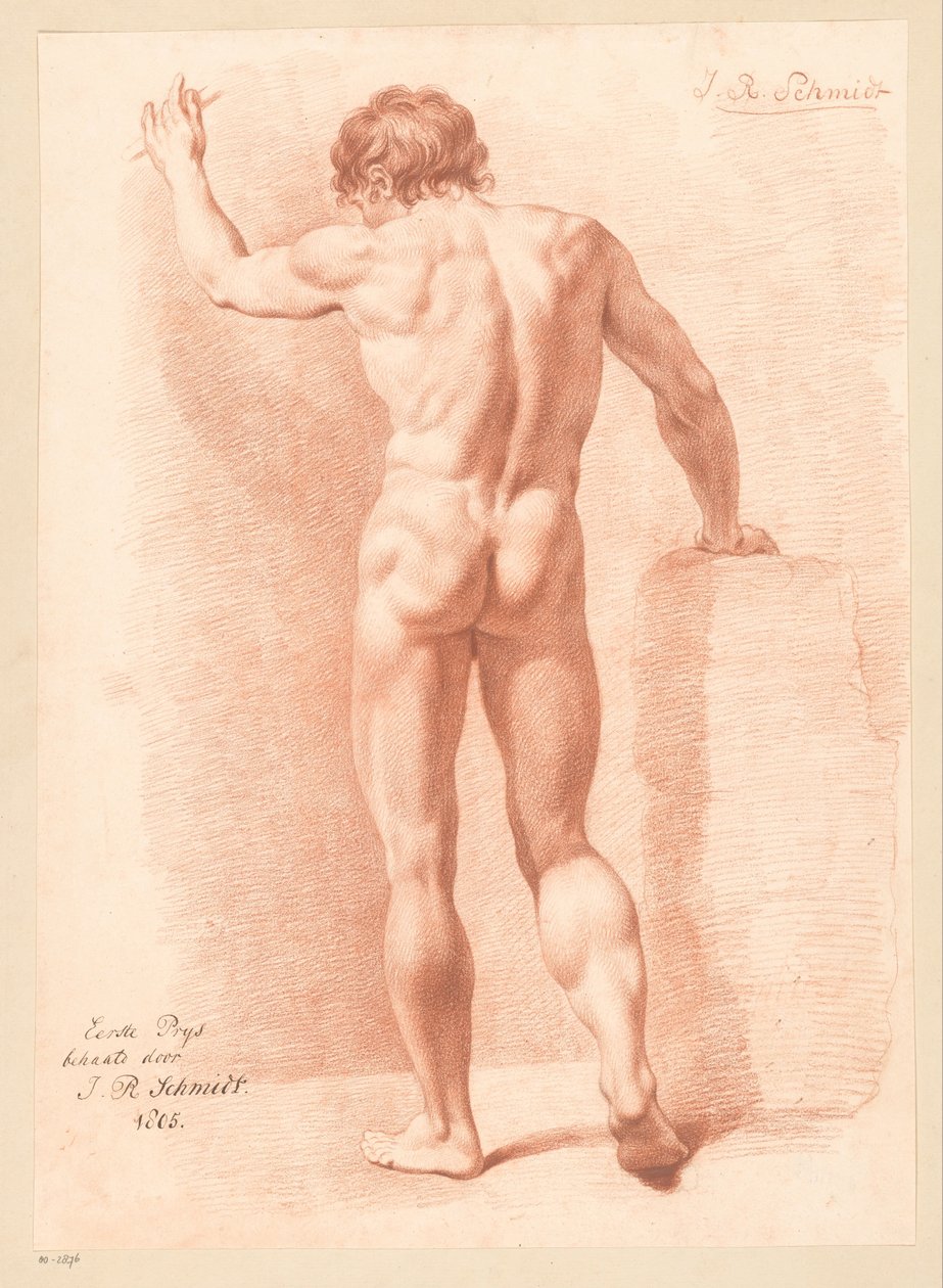 Seisova miesalastoma, takaa katsottuna (1. palkinto 1805) tekijältä Izaak Riewert Schmidt