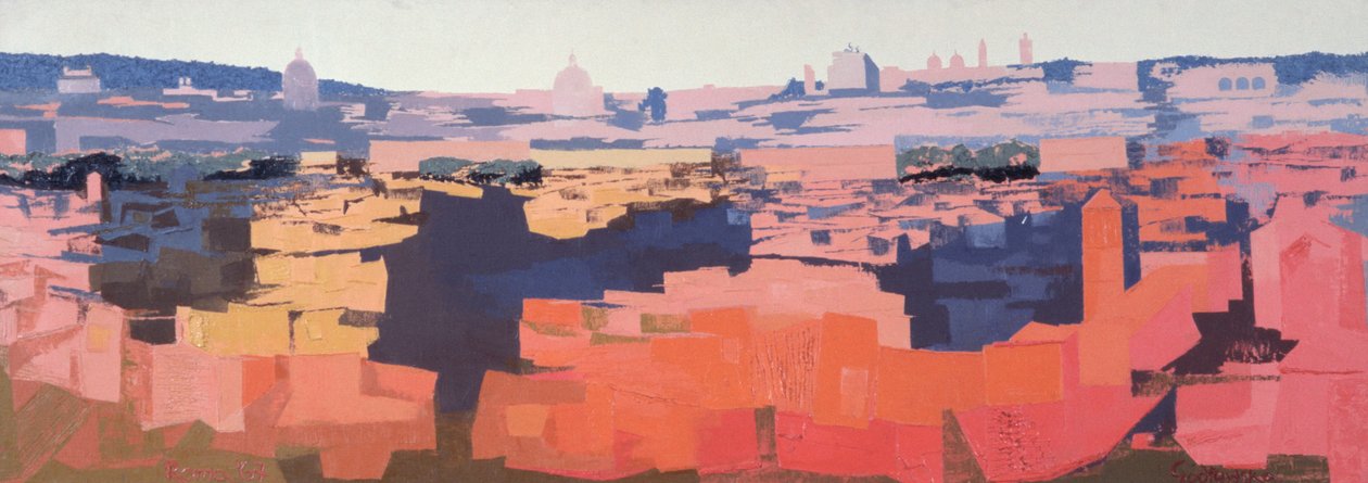 Rooma, Näkymä Espanjan akatemiasta Gianicolossa, auringonlasku, 1968 (katso myös 213353 & 213357) tekijältä Izabella Godlewska de Aranda