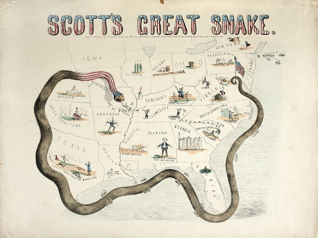 Scotts Great Snake, 1861, käsin väritetty kaiverrus. tekijältä J. B. Elliott