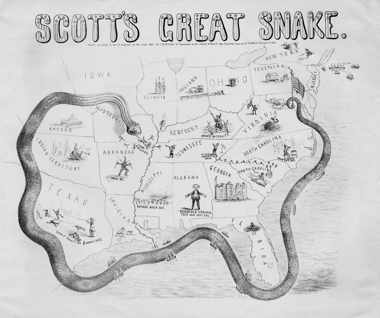 Scottin suuri käärme, julkaistu Cincinnatissa, 1861 tekijältä J. B. Elliott