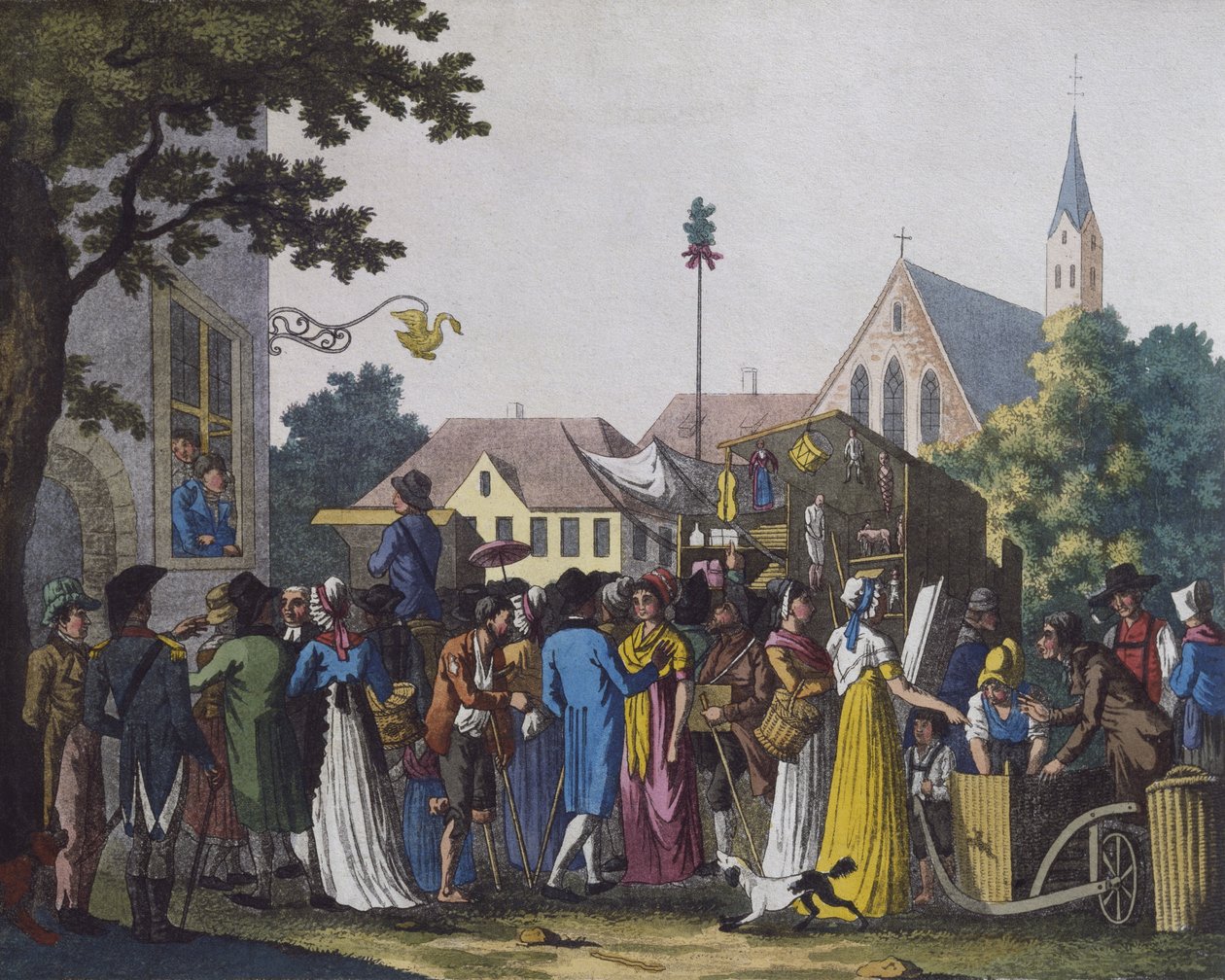 Market, 1810 (värikaiverrus) tekijältä J. B. Wunder