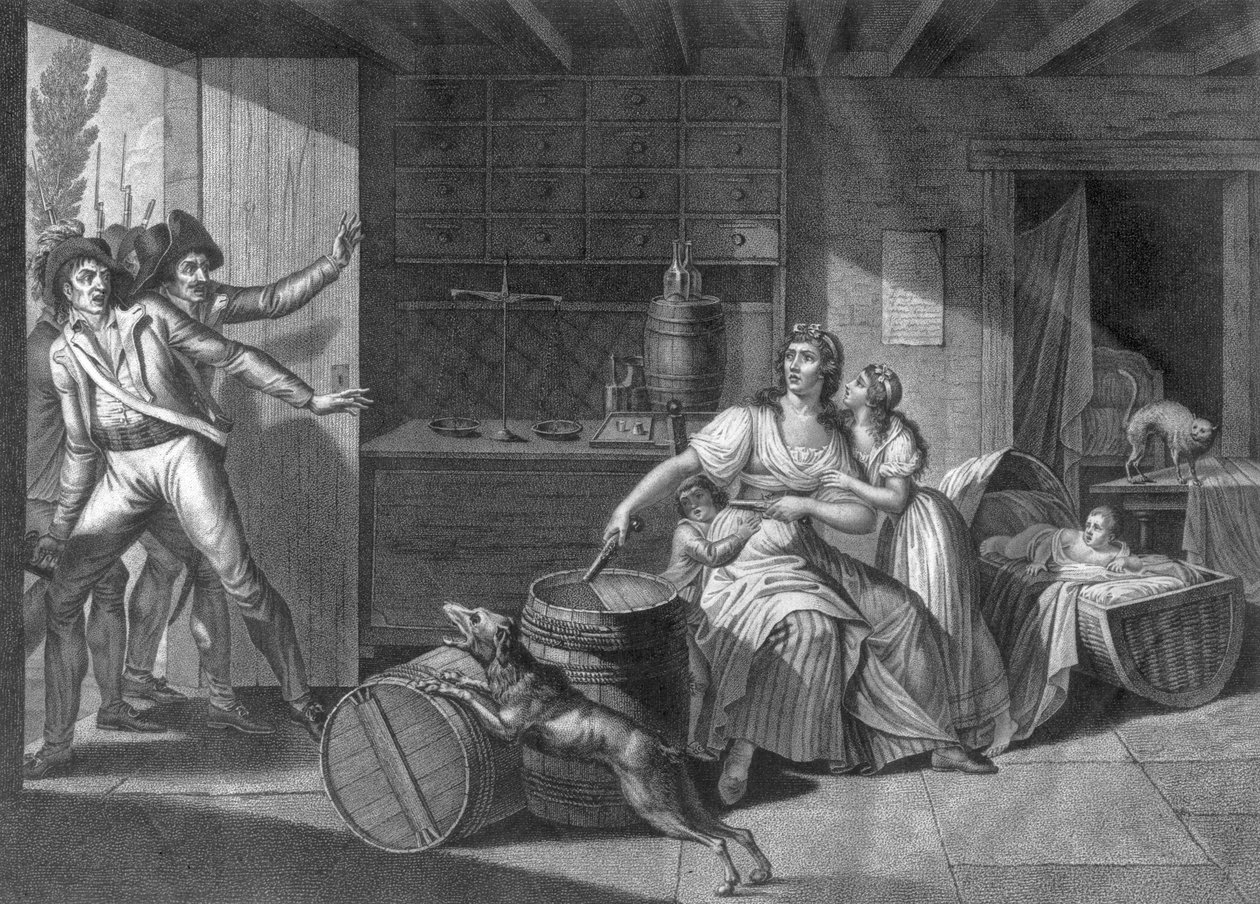 Naisen sankarillisen rohkeuden teko, joka kohtasi Saint-Mithierin hallintaansa saaneet vendealaiset rosvot, 1793 tekijältä J. F. Cazenave