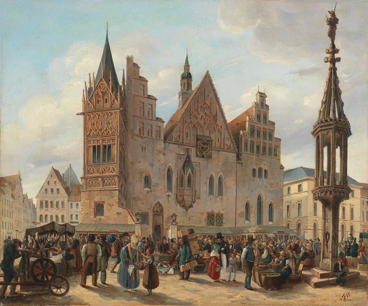 Marktplatz von Breslau mit Rathaus tekijältä J. H. Bondras