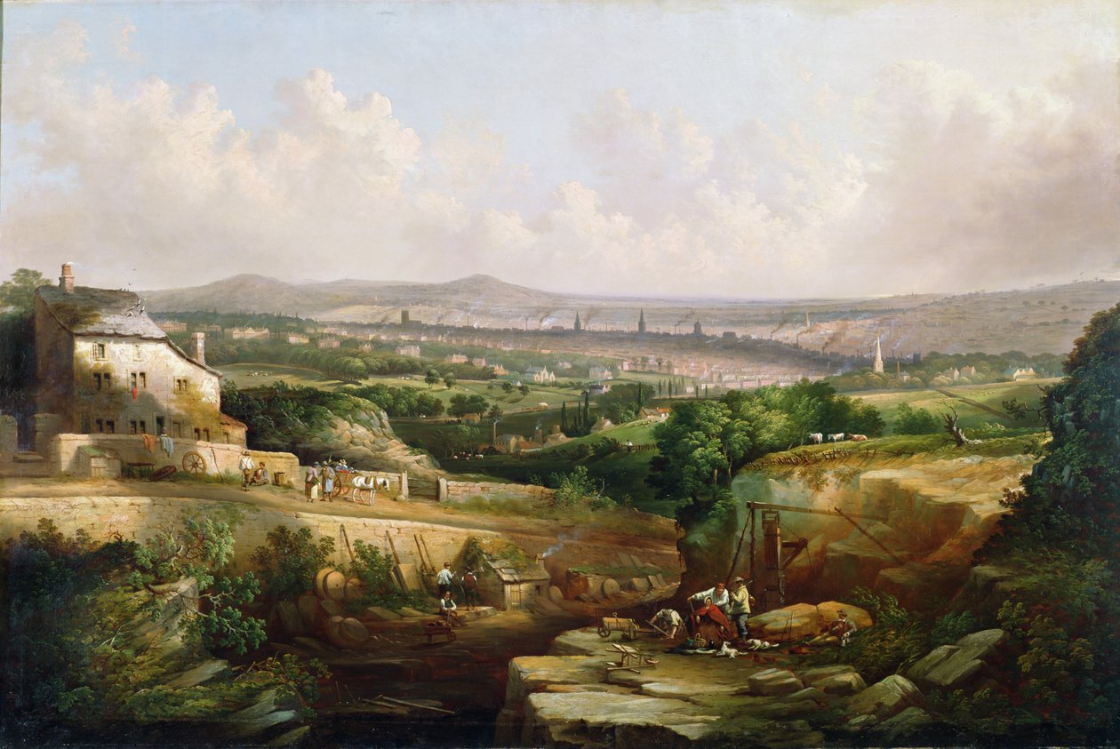 Näkymä Sheffieldistä Psalter Lanelta, n. 1850 tekijältä J. McIntyre