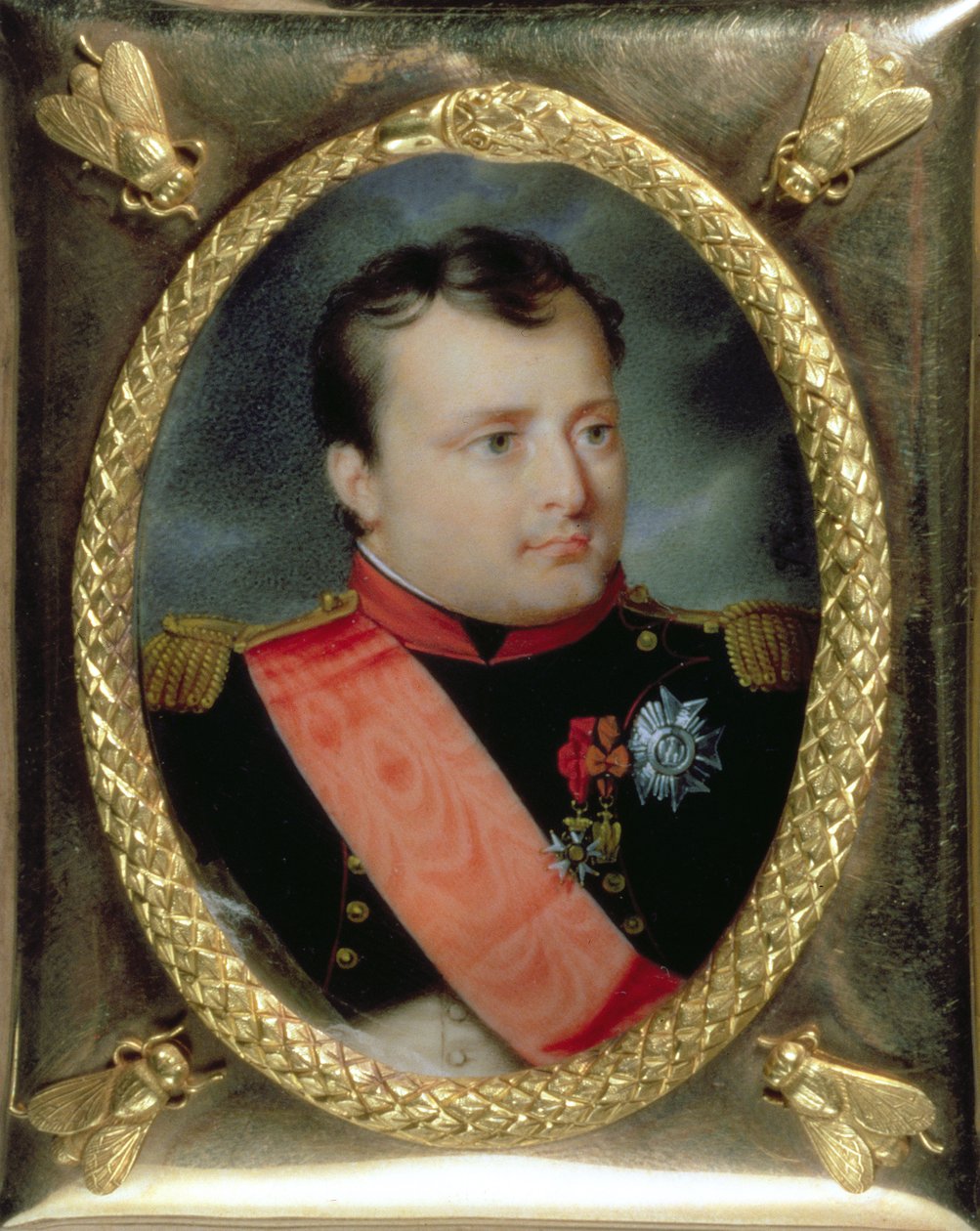 Napoleon Bonaparten muotokuva, 1815 (wc norsunluun päällä) tekijältä J. Parent