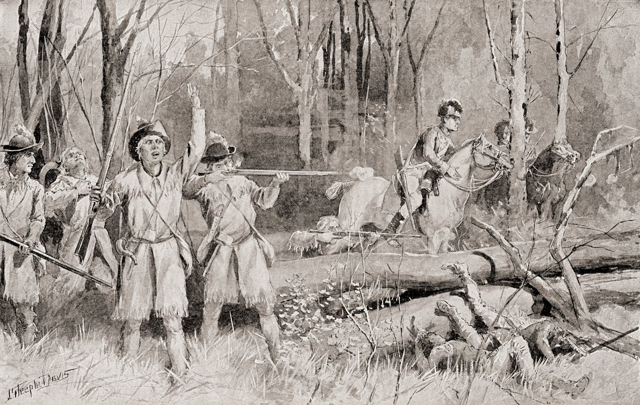 The Battle of Fallen Timbers, 20. elokuuta 1794, Luoteis-Intian sodan viimeinen taistelu, kirjasta The History of Our Country, julkaistu 1905 tekijältä J. Steeple Davis