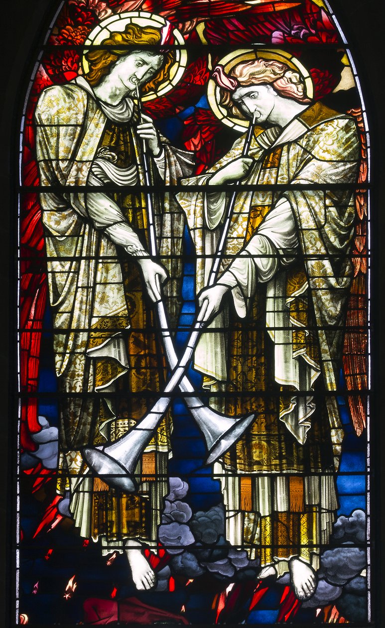 Jesmond, St George, Gateshead Stained Glass Co, J W Brown TR Spence, East Window, The Last Judgement, 1888finn tekijältä J. W. and Spence Brown