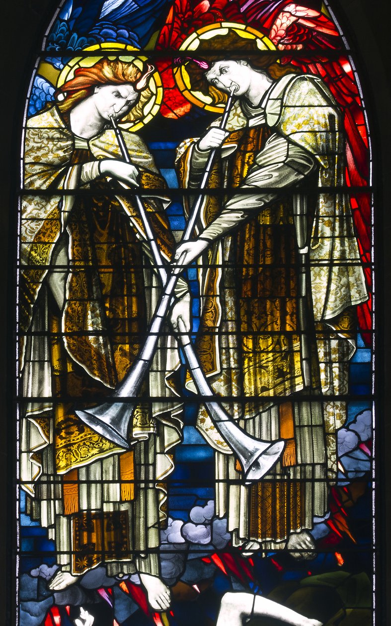 Jesmond, St George, Gateshead Stained Glass Co, JW Brown, TR Spence, East Window, The Last Judgement, 1888 tekijältä J. W. and Spence Brown