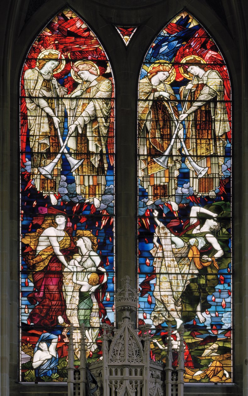 Jesmond, St George, Gateshead Stained Glass Co, J W Brown TR Spence, East Window, The Last Judgement, 1888finn tekijältä J. W. and Spence Brown