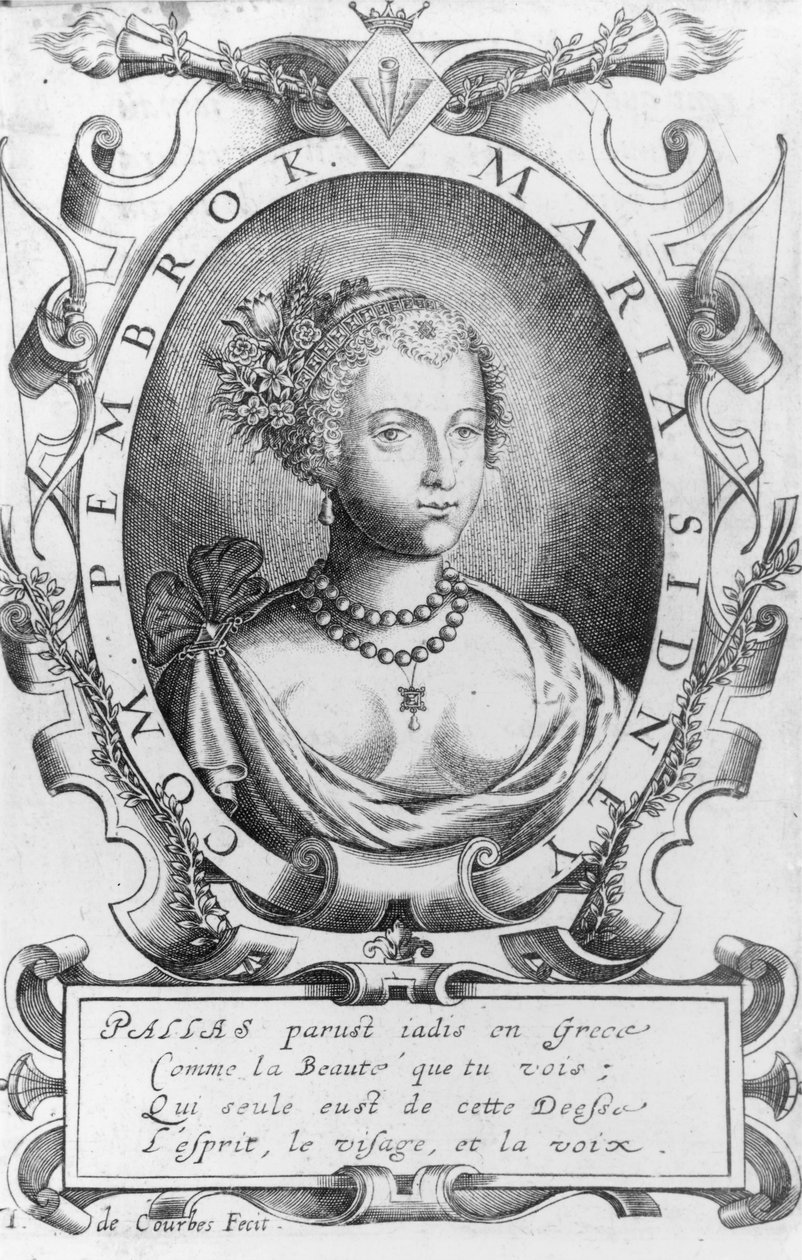 Pembroken kreivitär Mary Sidneyn muotokuva (s.1561) tekijältä J. de Courbes