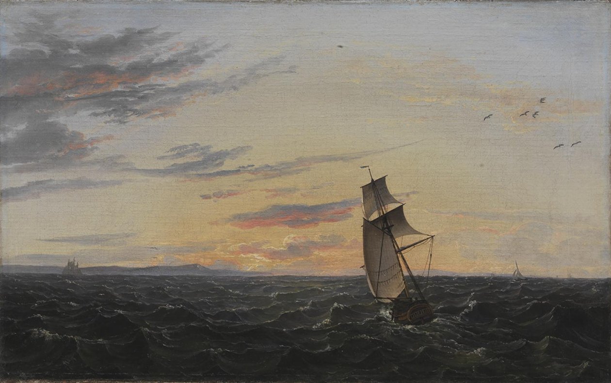 Merimaisema. Rügenin saaren rannikko iltavalossa tekijältä Johan Christian Dahl