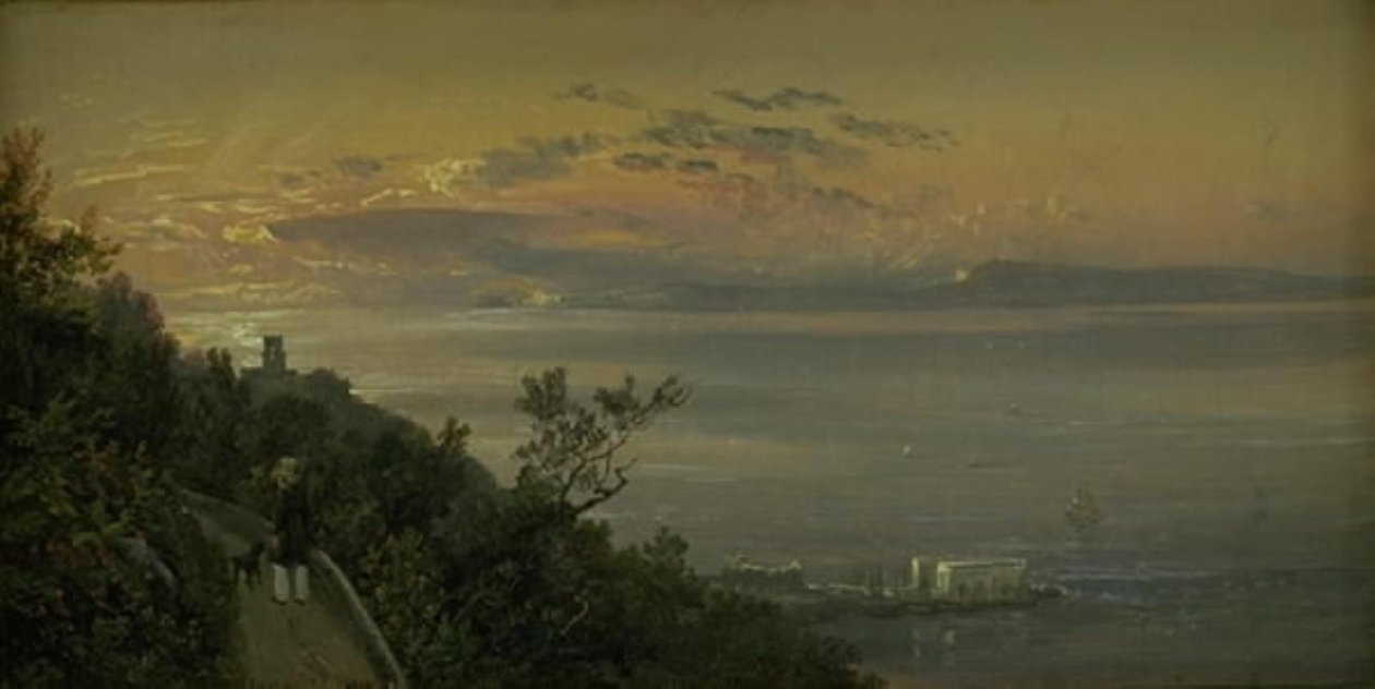 Näkymä Napolin Castellamaren yllä olevilta kukkuloilta tekijältä Johan Christian Dahl