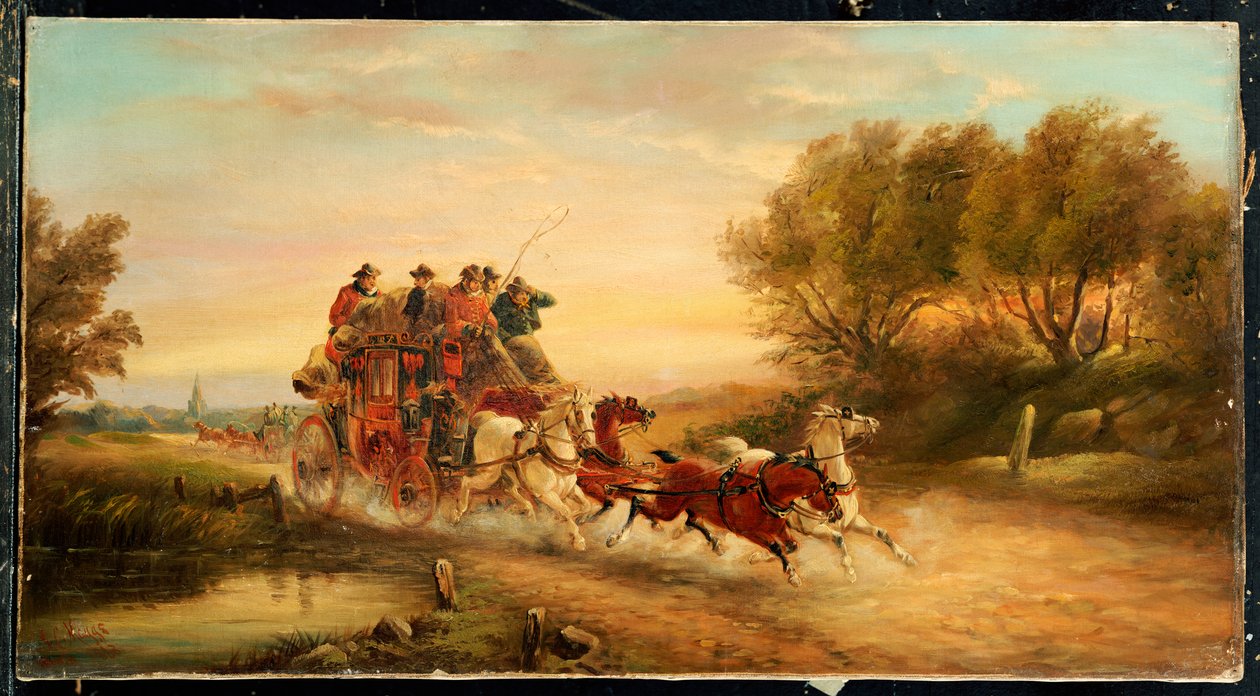 Oxfordista Lontooseen Mail Coach, 1883 tekijältä J.C. Maggs