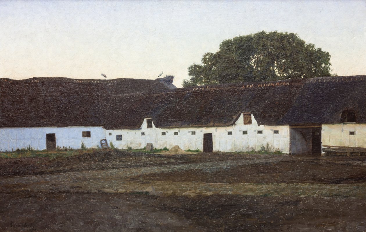 Maatila Vendsysselissä. Auringonlasku tekijältä J.C. Schlichtkrull