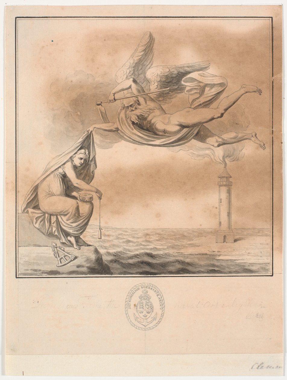 Luonnos kuparilevyksi P. Løvenørnin teokseen Guidance for the Sailing in the Kattegatte tekijältä J.F. Clemens
