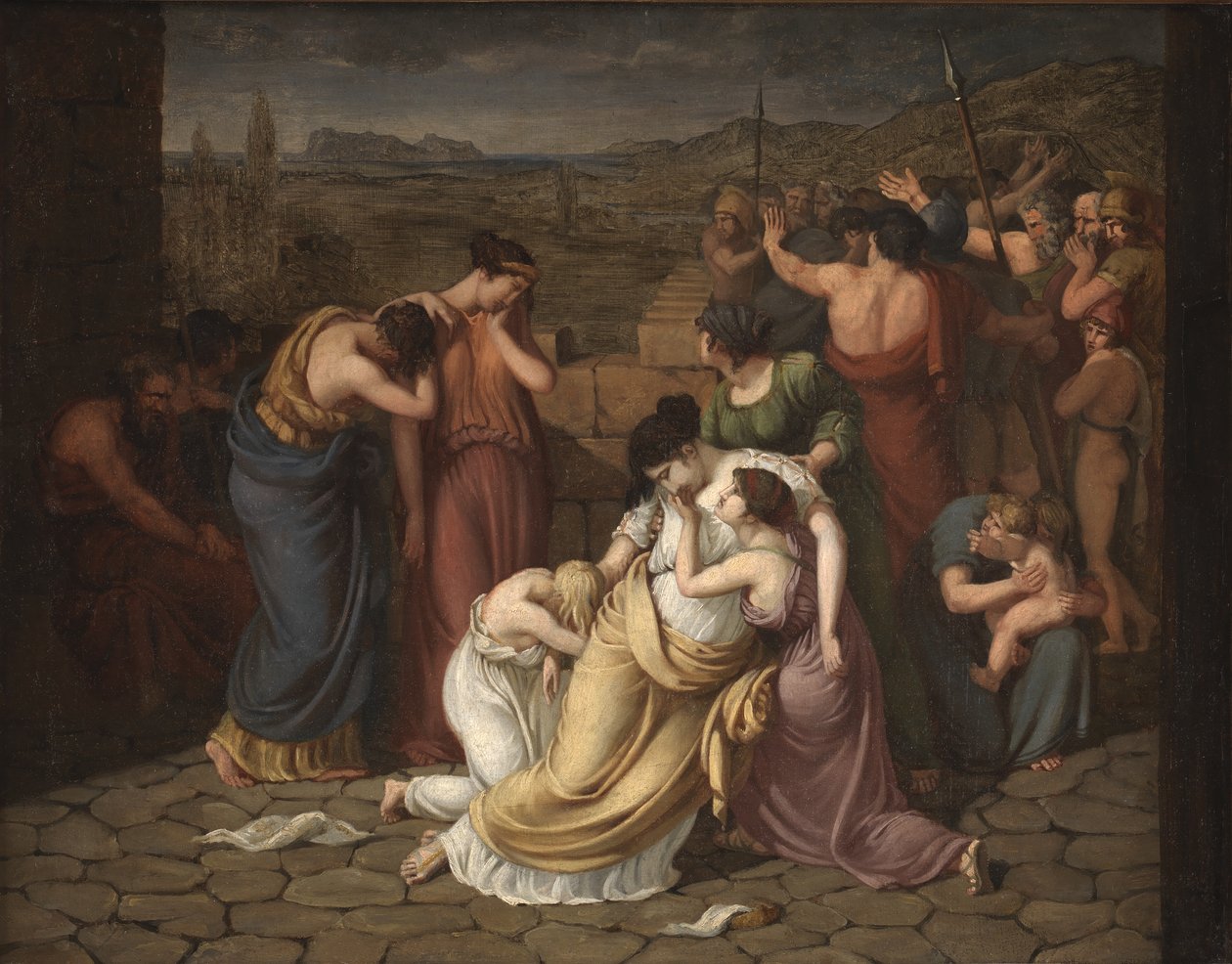 Andromache epätoivossa nähdessään Hectorin ruumiin tekijältä J.L. Lund