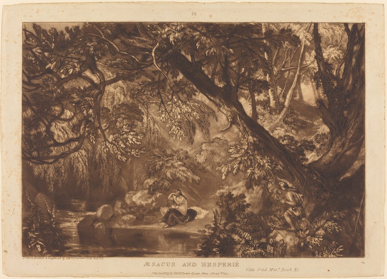 Aesacus ja Hesperie, julkaistu 1819. tekijältä Joseph Mallord William Turner