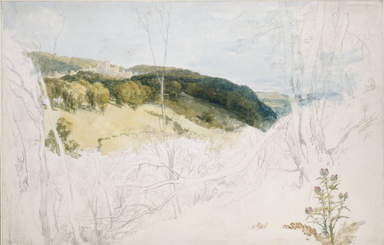 Kaukainen näkymä Lowtherin linnapuistoon, 1809 tekijältä Joseph Mallord William Turner