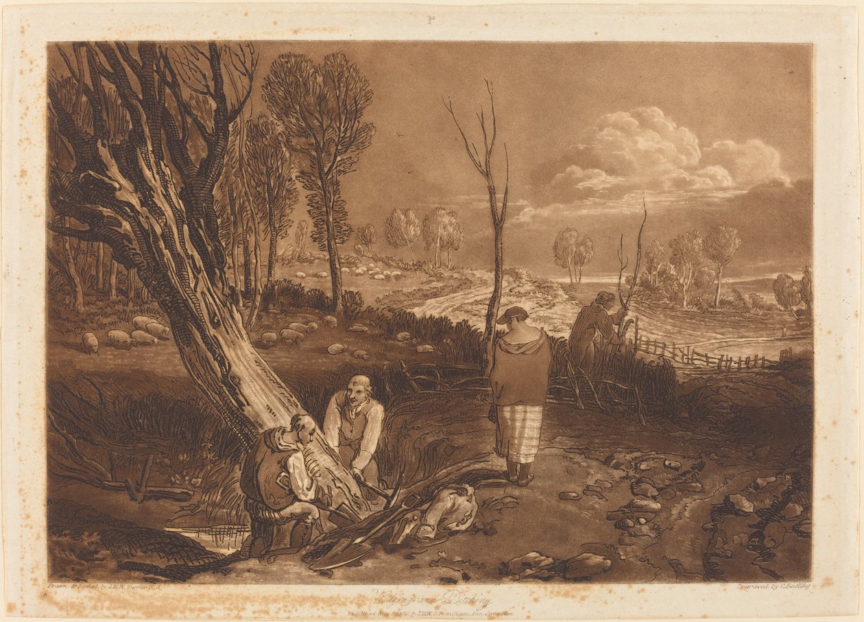 Hedging and Ditching, julkaistu 1812. tekijältä Joseph Mallord William Turner