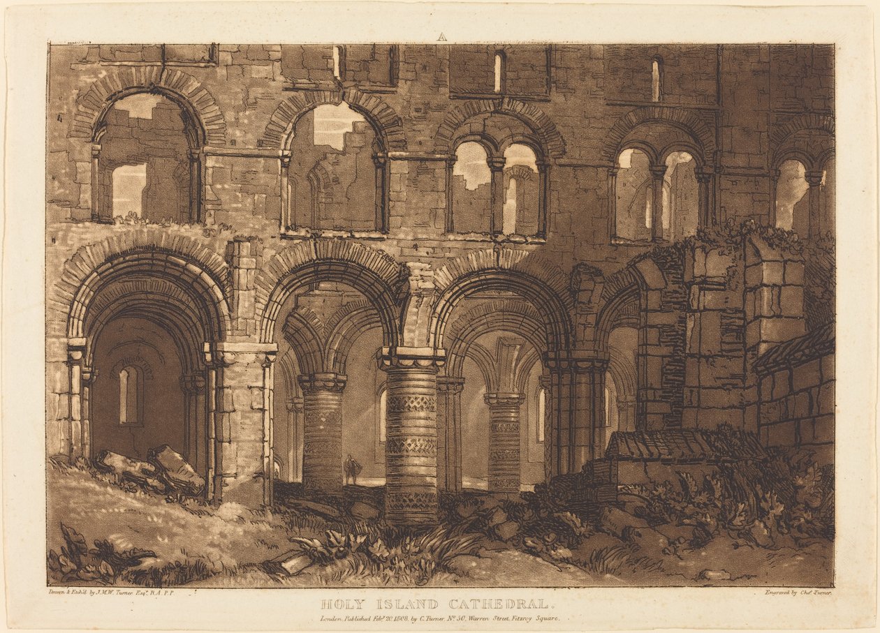 Pyhän saaren katedraali, julkaistu 1808. tekijältä Joseph Mallord William Turner